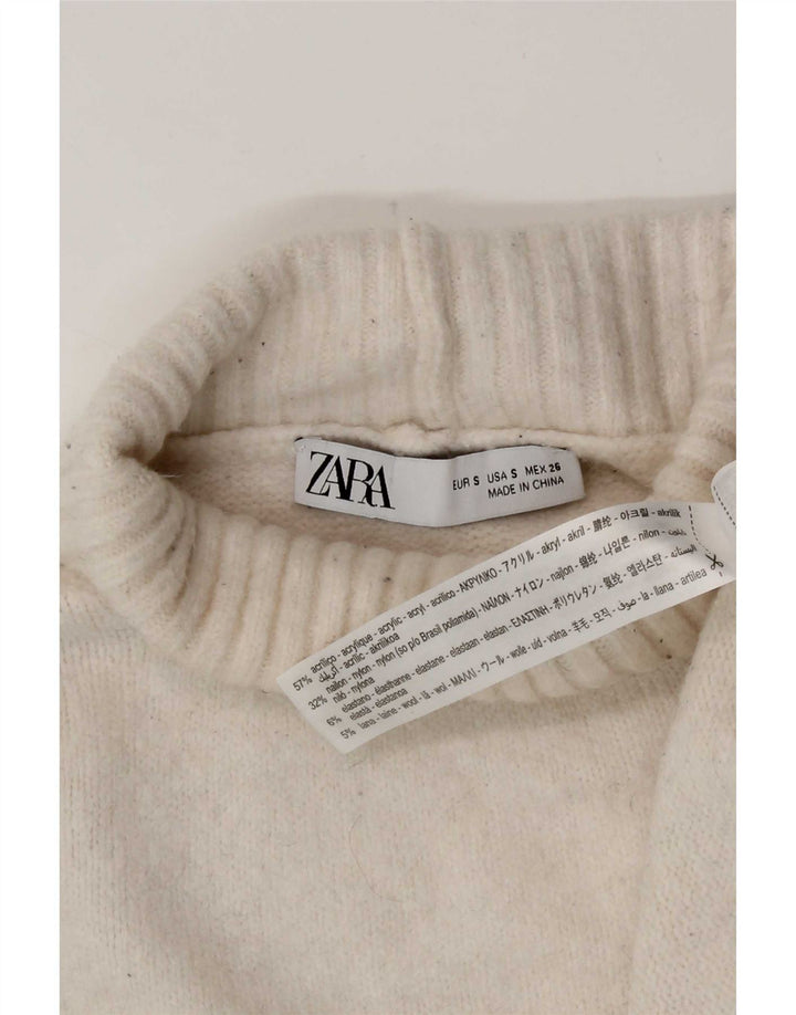 Женский свободный джемпер с высоким воротником Zara UK 10, маленький белый акрил