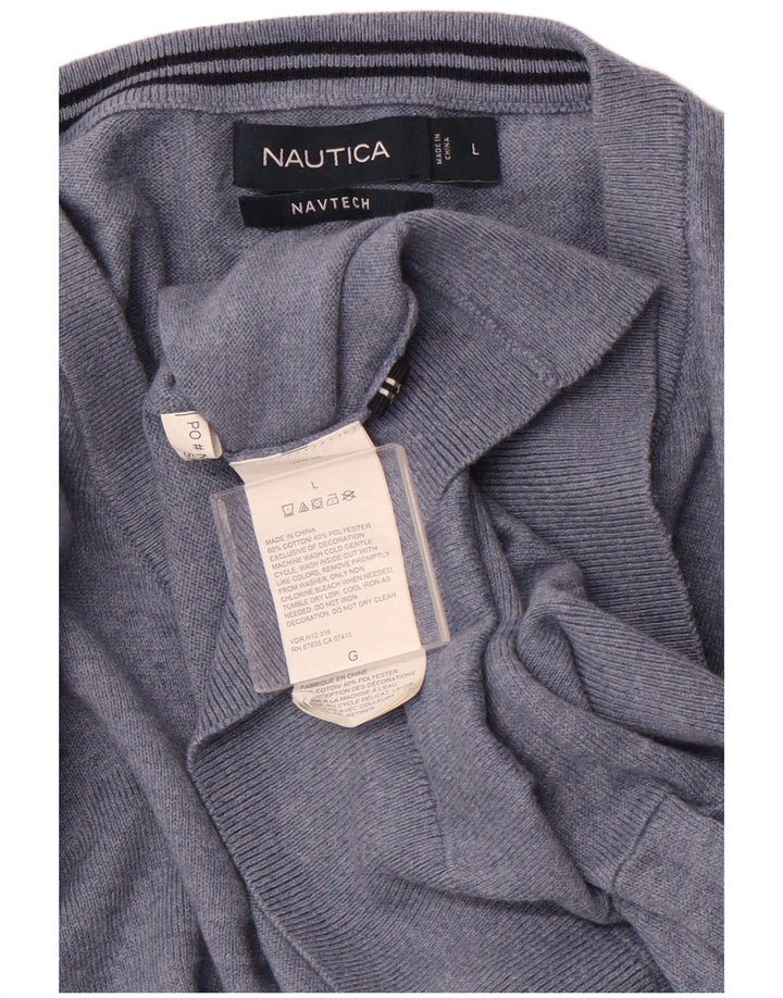 Мужской джемпер NAUTICA Navtech с v-образным вырезом, большой синий хлопковый свитер