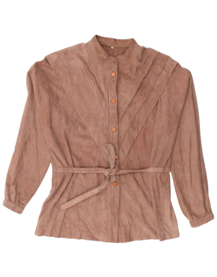 ВИНТАЖНАЯ женская замшевая блузка-рубашка EU 44 XL Коричневая