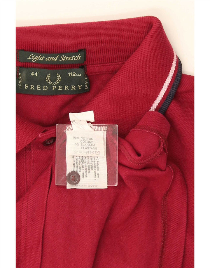 Мужская рубашка-поло Fred Perry, хлопковая полоска бордового цвета среднего размера
