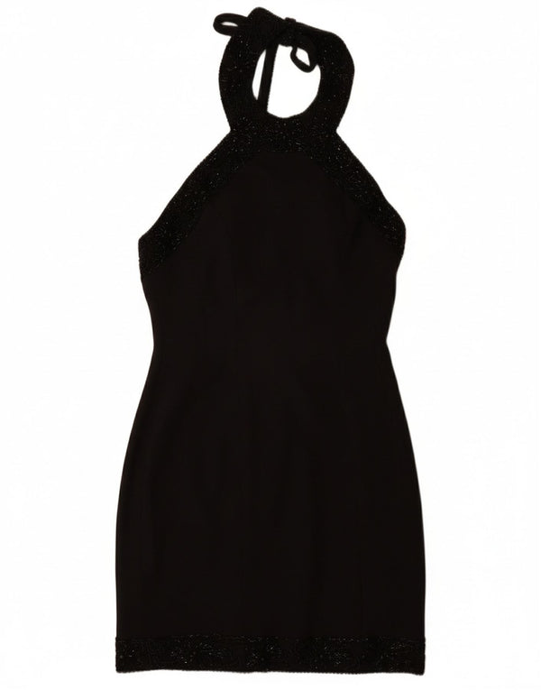 ВИНТАЖНОЕ женское платье с бретельками UK 12, средний черный