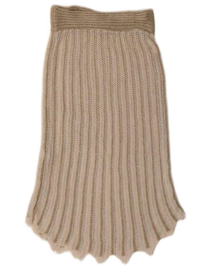 Винтажный женский комплект из 2 юбок UK 8 Small W26 Бежевый акрил в полоску