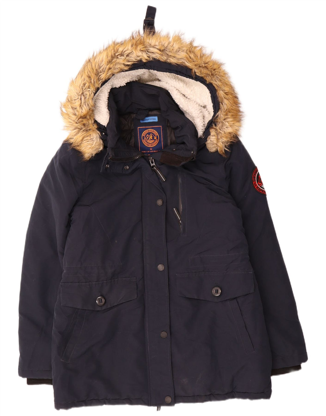Женская утепленная лыжная куртка Superdry UK 12, средний темно-синий нейлон