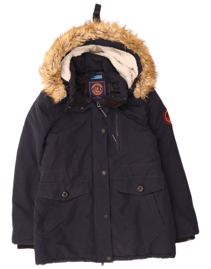 Женская утепленная лыжная куртка Superdry UK 12, средний темно-синий нейлон