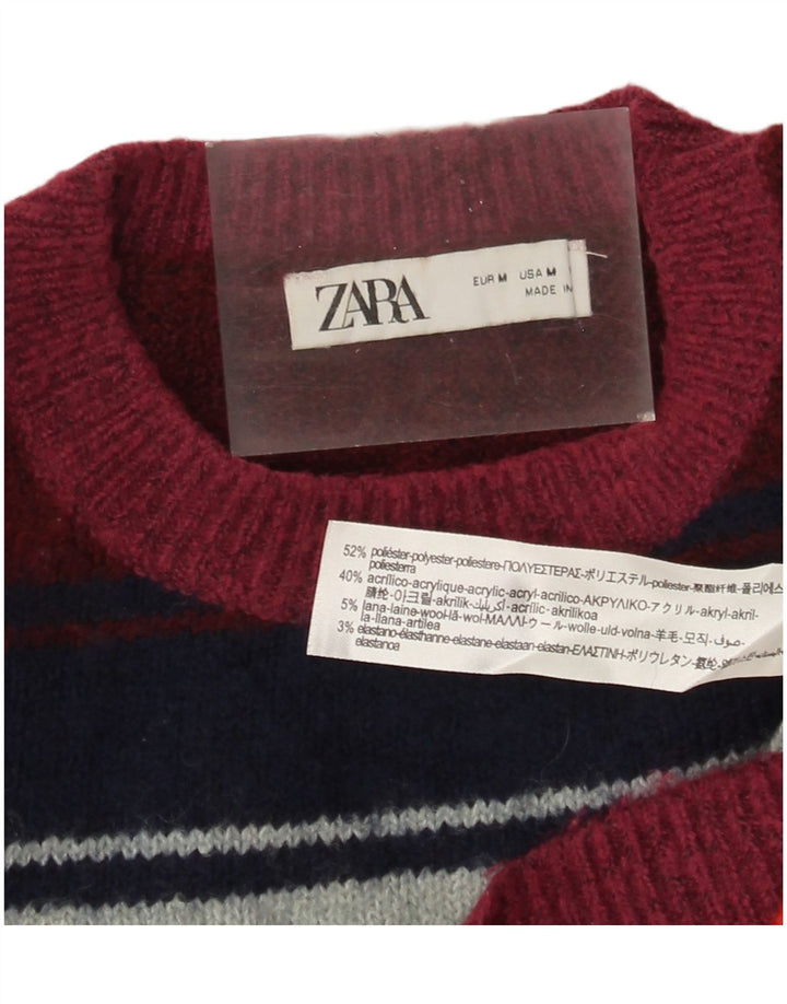Женский джемпер с круглым вырезом Zara UK 14, средний, разноцветный в полоску