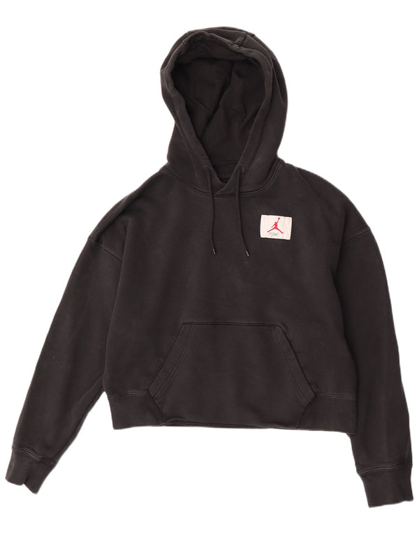 Jordan Womens Crop Graphic Standard Fit Hoodie Jumper UK 14 Medium Black