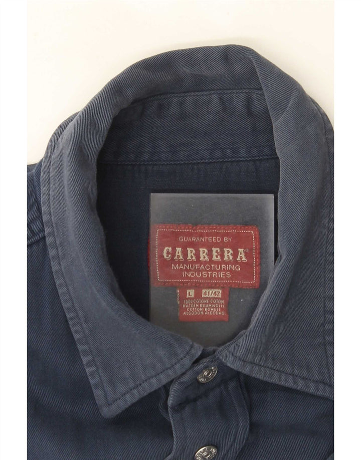 Мужская джинсовая рубашка Carrera, размер 41/42, большая, темно-синяя, хлопок