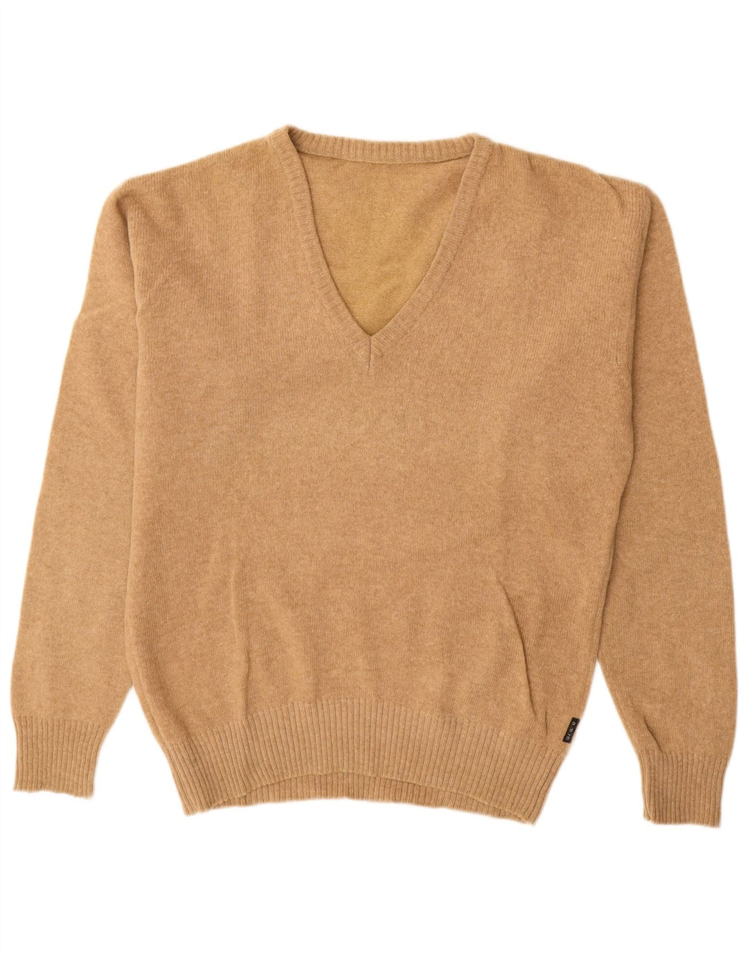 Винтажный мужской джемпер с v-образным вырезом IT 48, средний бежевый, шерсть