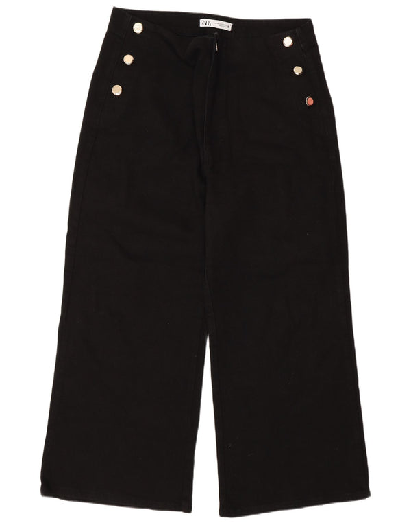 Женские укороченные широкие джинсы с высокой посадкой Zara EU 44 XL W34 L26, черные