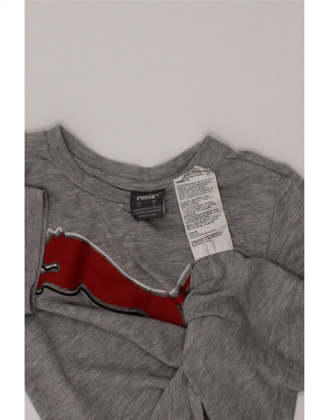 Футболка с рисунком Puma для мальчиков, топ 4–5 лет, серый хлопок