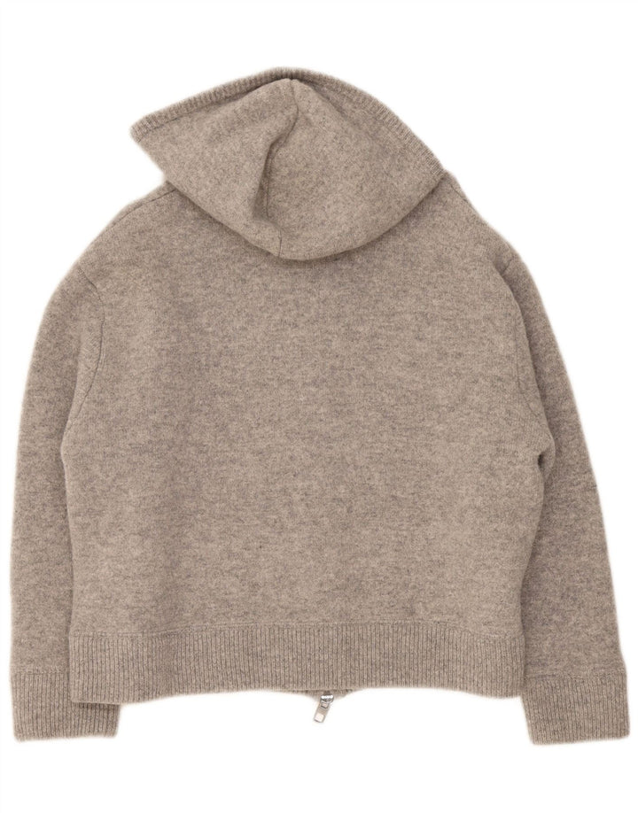 Женский кардиган с капюшоном Zara UK 14, шерсть среднего серого цвета