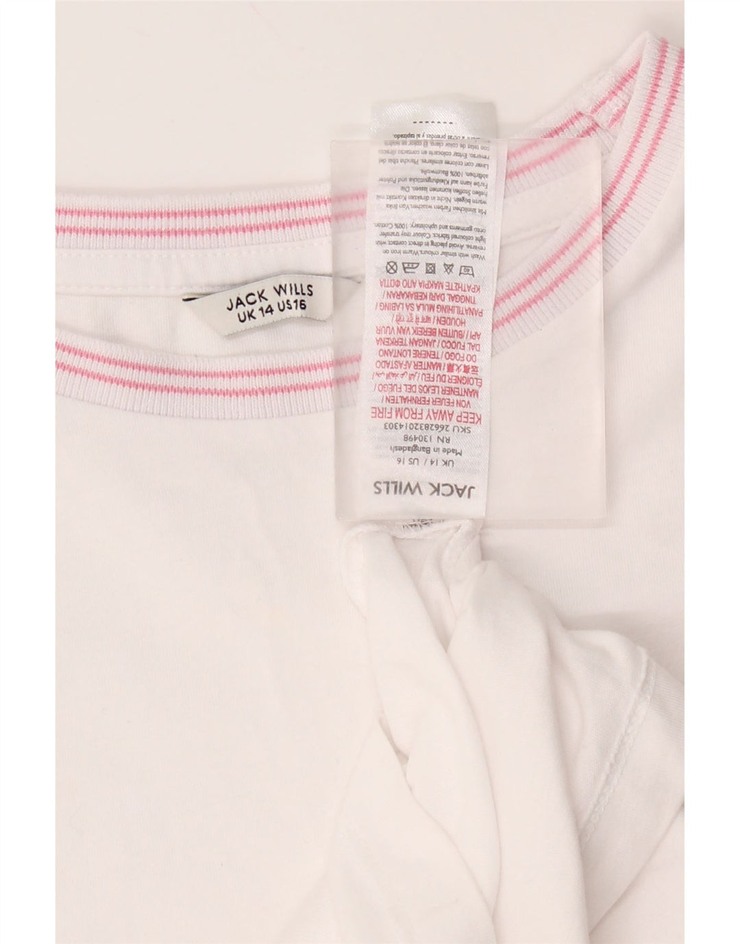 Женская футболка Jack Wills Top UK 14, средний белый хлопок, белый цвет