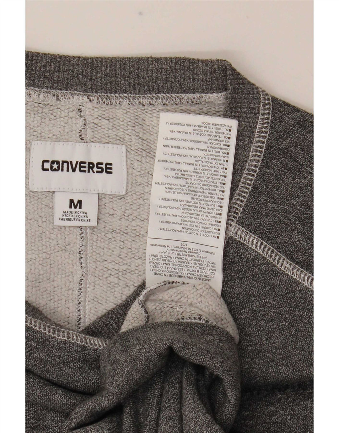 Мужской свитшот с рисунком Converse, хлопковый джемпер среднего серого цвета