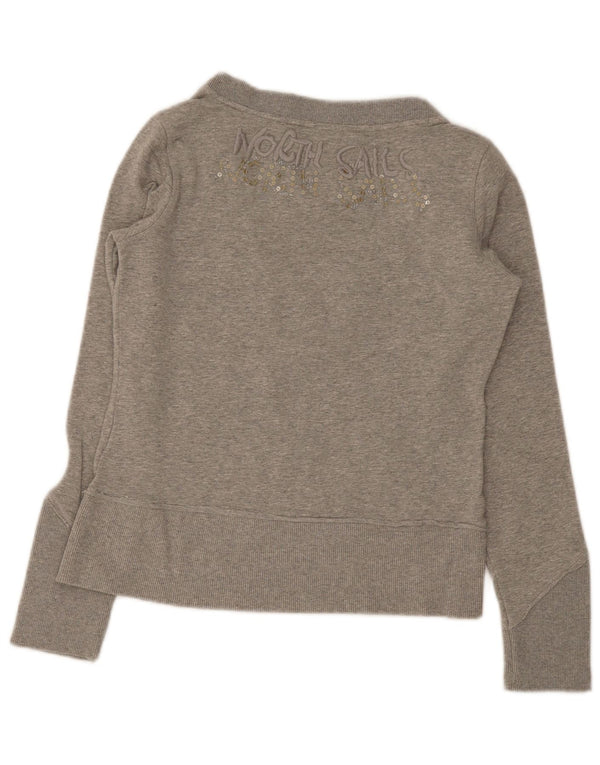 North Sails Womens Graphic Sweatshirt Jumper UK 10 Small Grey Cotton