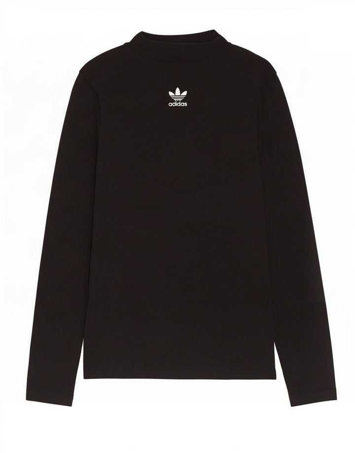 Женский топ Adidas с длинным рукавом UK 12, средний черный хлопок, черный
