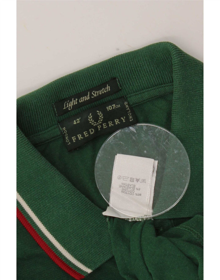 Мужская рубашка-поло Fred Perry, хлопок в зеленую полоску среднего размера