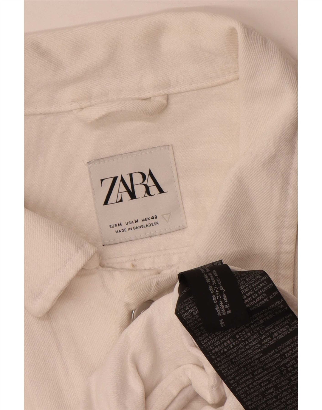 Мужская джинсовая куртка Zara UK 38, средний белый хлопок, хлопок