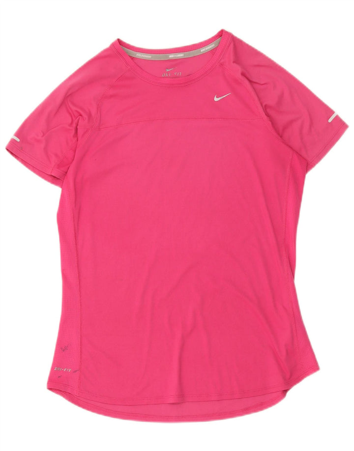 Женская футболка Nike Dri Fit Top UK 14, средний розовый полиэстер