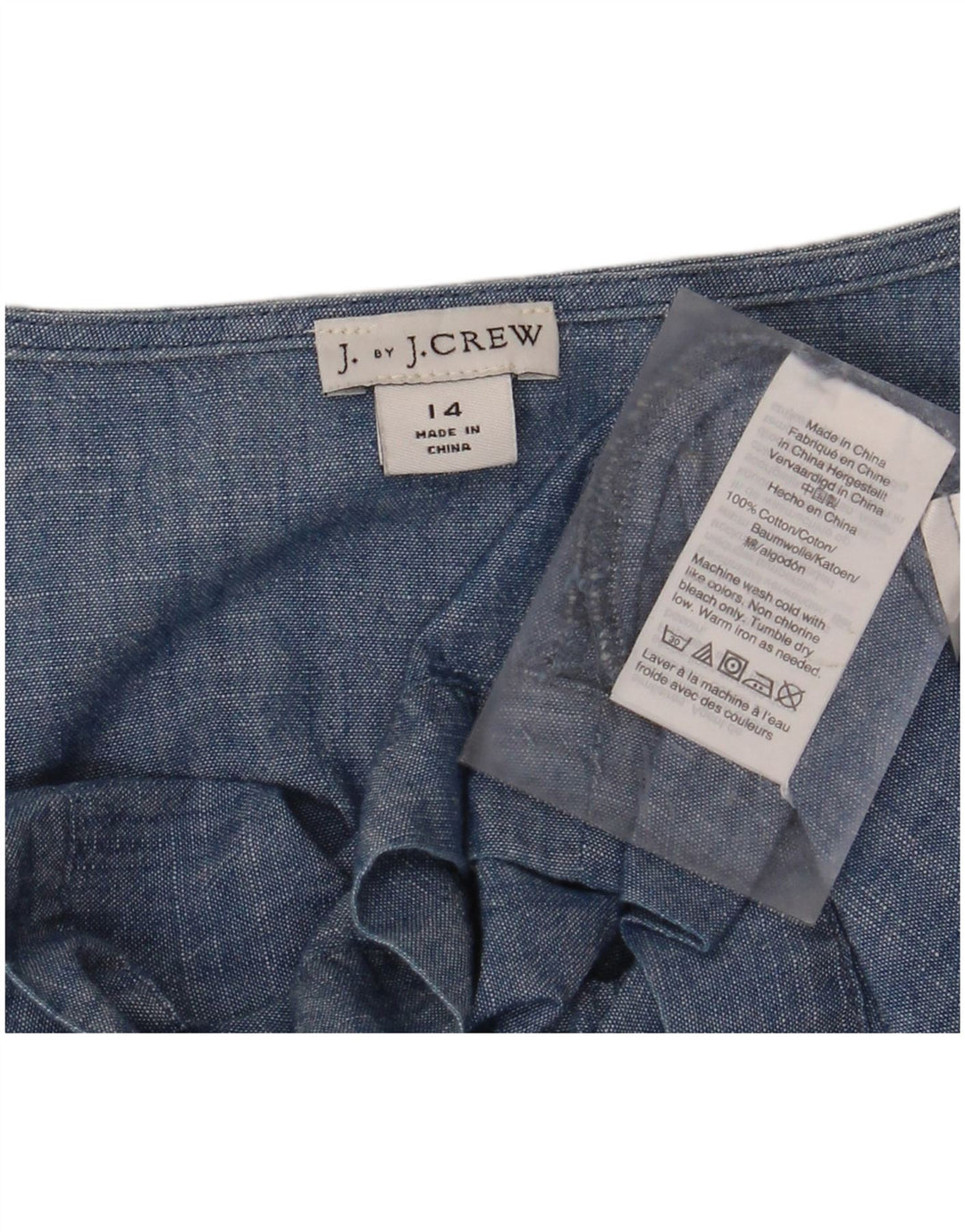 Женская блузка J. CREW Top UK 14, большой синий хлопок