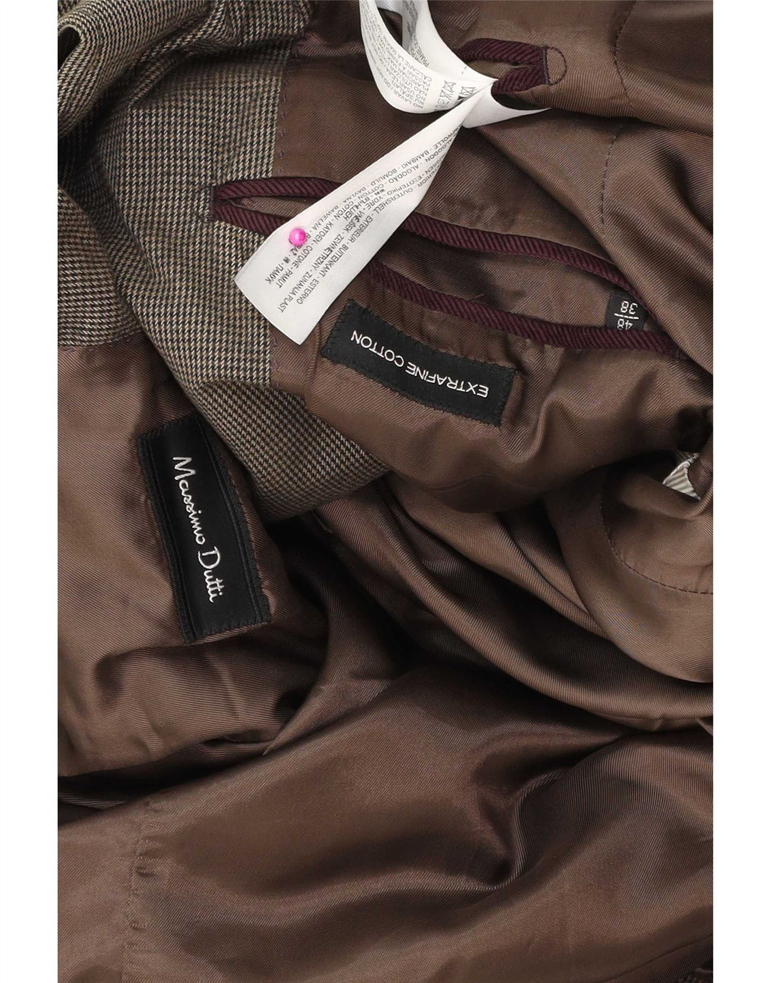 Мужской пиджак Massimo Dutti на 3 пуговицах EU 48, средний коричневый хлопок