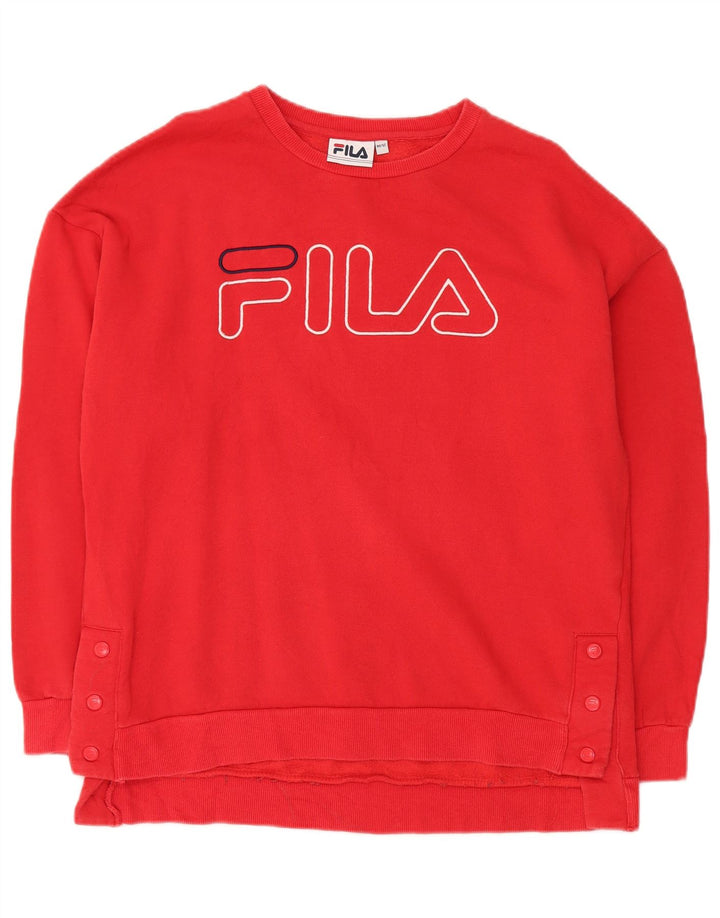 Мужской джемпер оверсайз с рисунком Fila UK 12, хлопковый средний красный