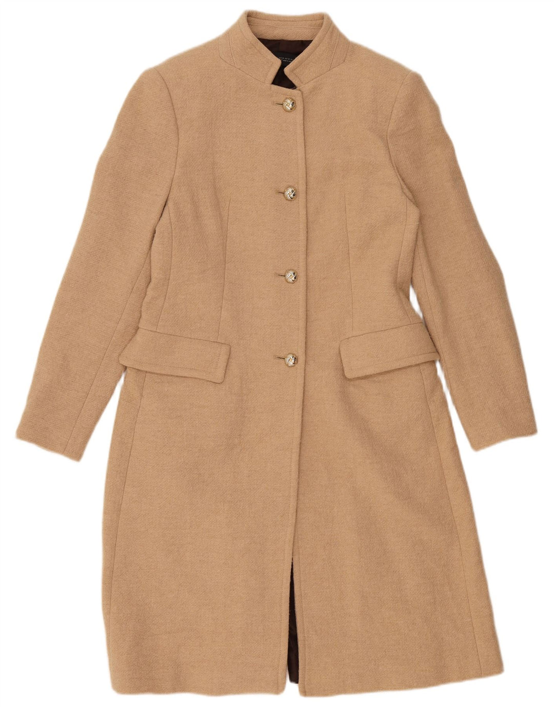 Женское пальто Zara UK 12, средний цвет, бежевый, шерсть