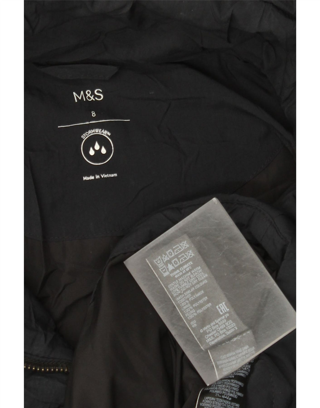 Женская утепленная куртка большого размера с капюшоном Marks & Spencer UK 8, маленькая, черная
