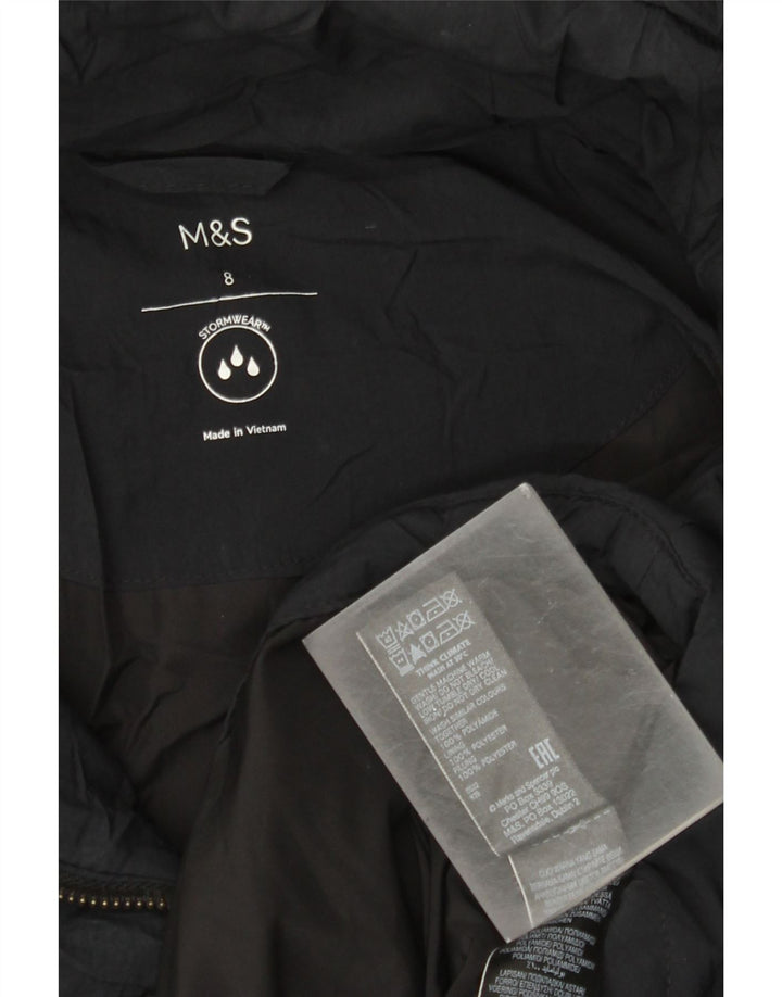 Женская утепленная куртка большого размера с капюшоном Marks & Spencer UK 8, маленькая, черная