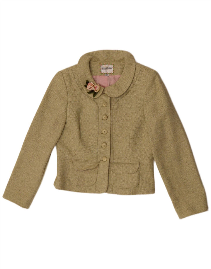 Женский пиджак Aideen Bodkin на 5 пуговицах, Великобритания 14, большой зеленый шерстяной пиджак