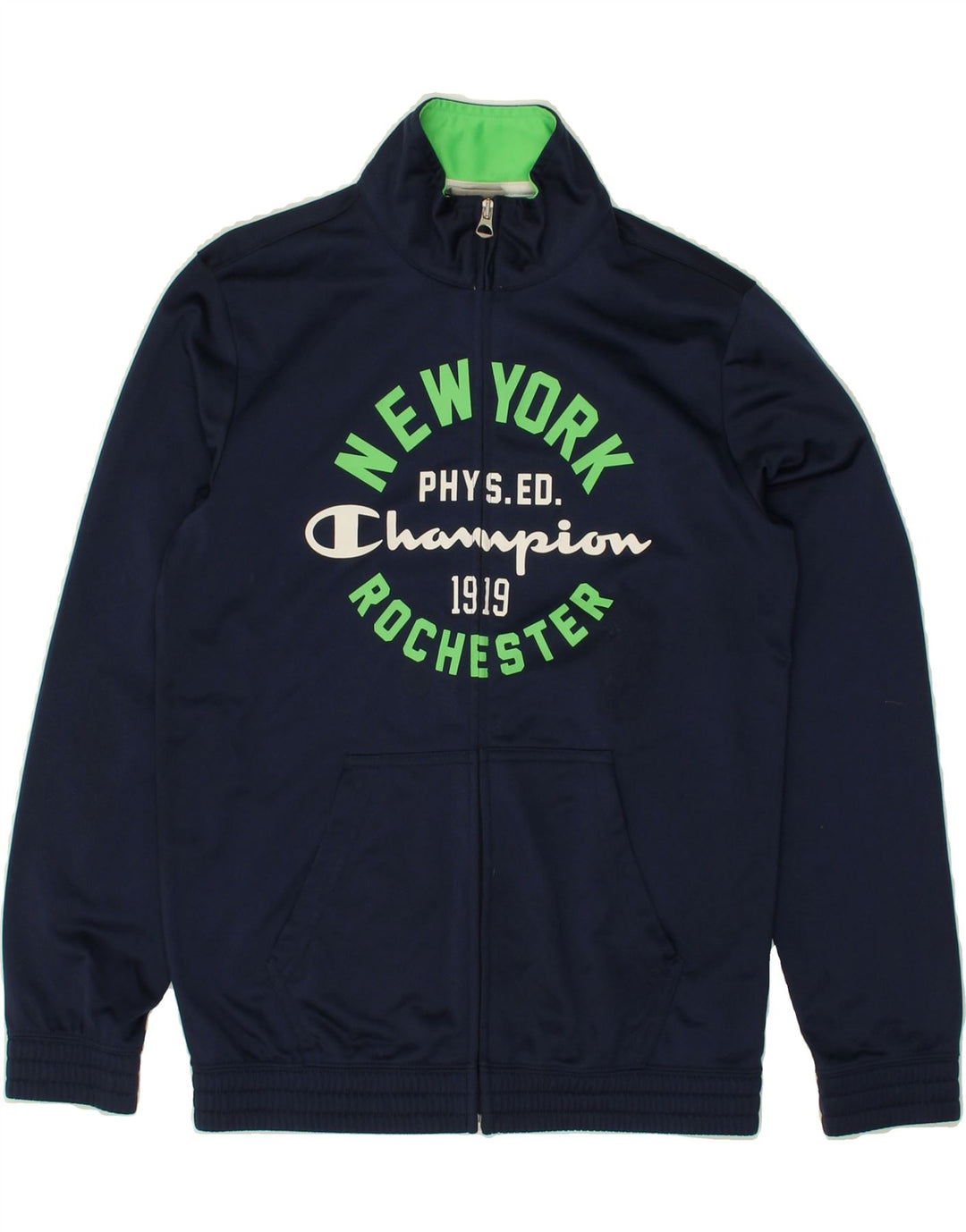 CHAMPION Boys Graphic Tracksuit Top Jacket 11-12 Years Large Navy Blue Vintage Champion and Second-Hand Champion from Messina Hembry 