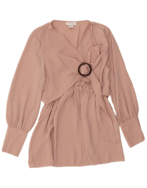 Topshop Женское мини-платье А-силуэта с длинными рукавами UK 10, маленький розовый полиэстер
