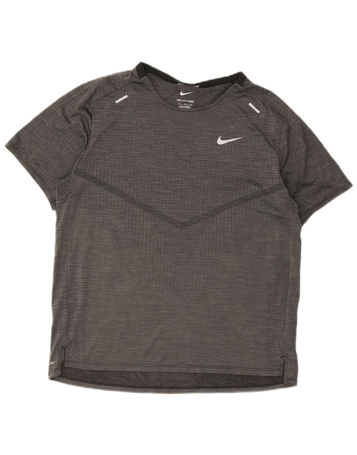 Мужская футболка Nike Dri Fit, большая серая спортивная футболка из полиэстера