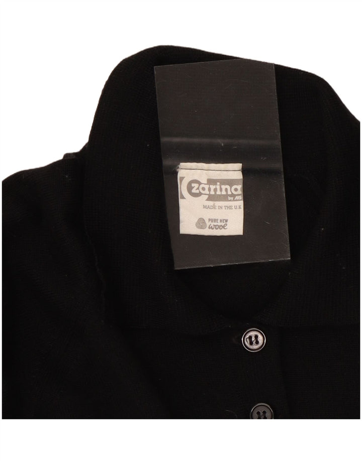 Женский джемпер с воротником поло CZARINA, Великобритания 16, большой, черный, шерсть