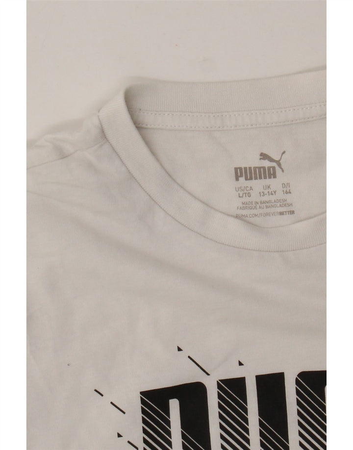 Футболка с рисунком Puma для мальчиков, топ 13-14 лет, белая