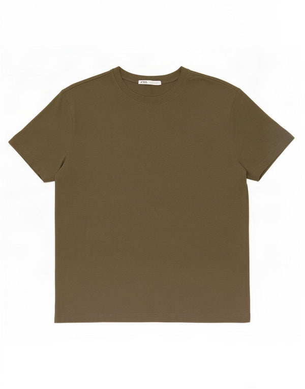 Женская футболка Zara Top UK 10, маленький цвет хаки, хлопок