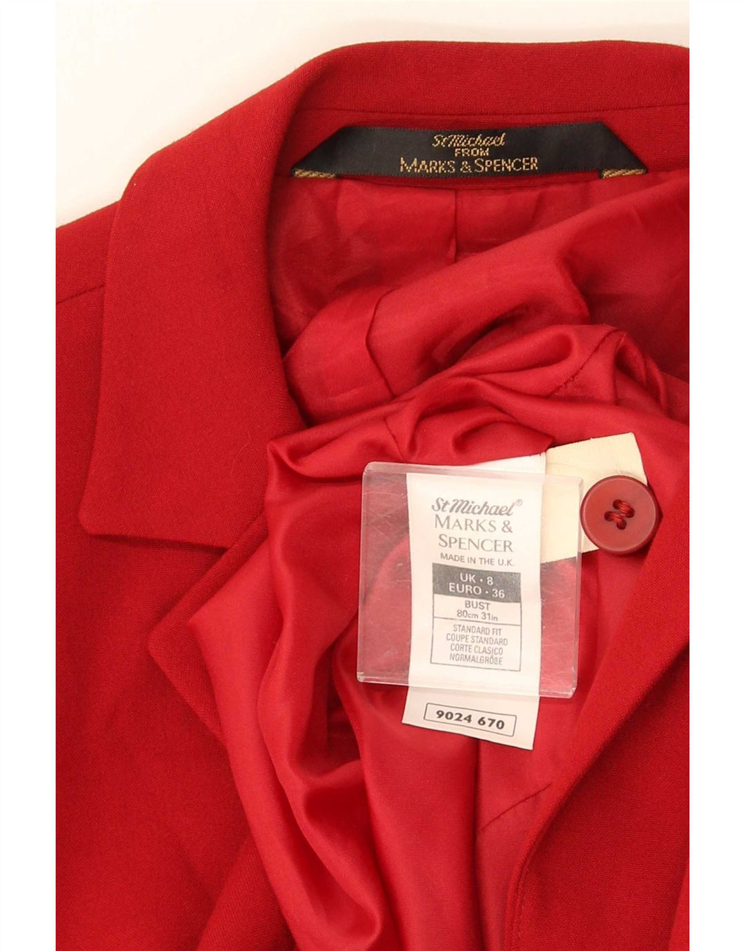 Женский удлиненный пиджак Marks & Spencer St. Michael, Великобритания, 8, маленький красный