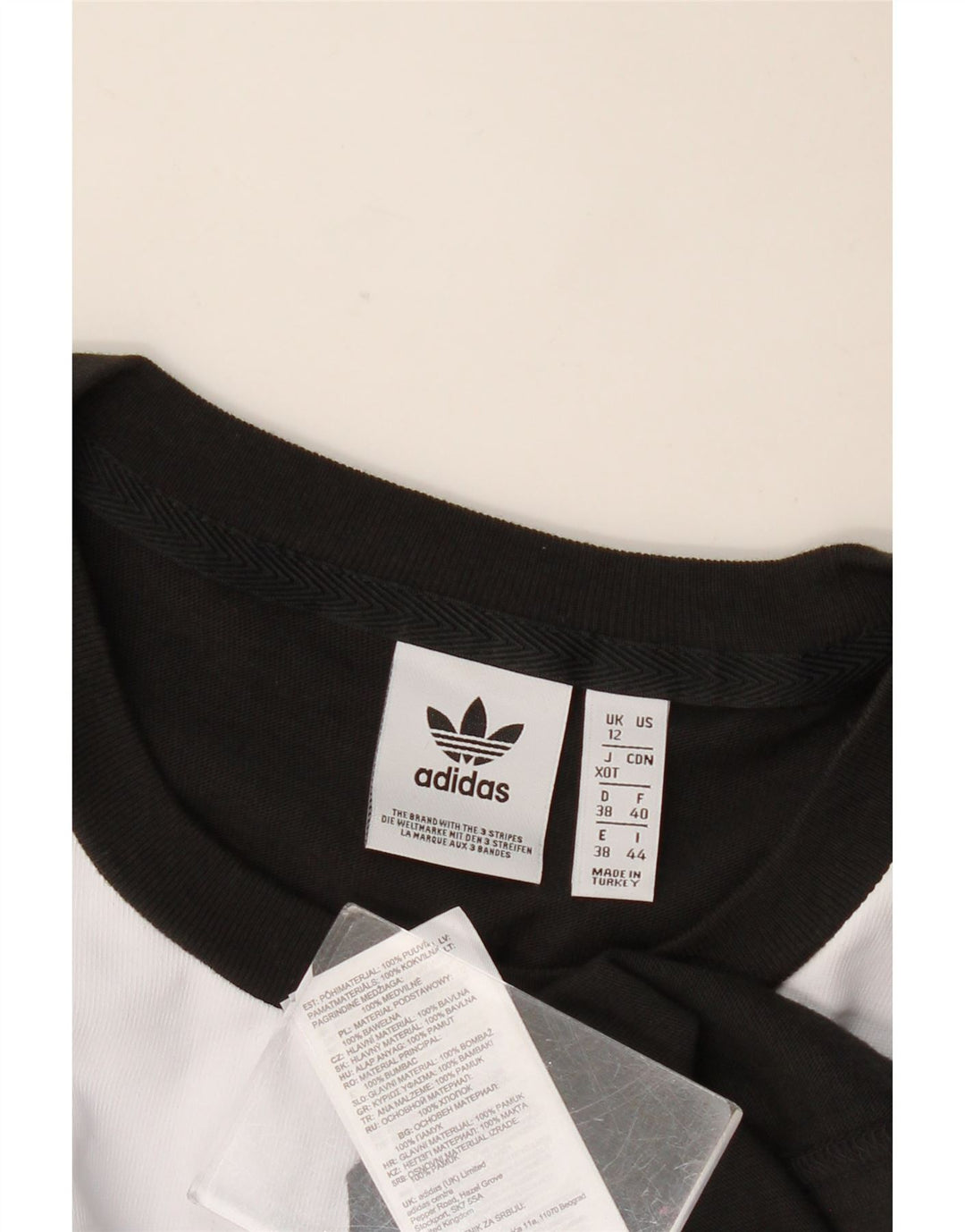 Женская укороченная футболка с рисунком Adidas Oversized Top UK 12, средний черный хлопок