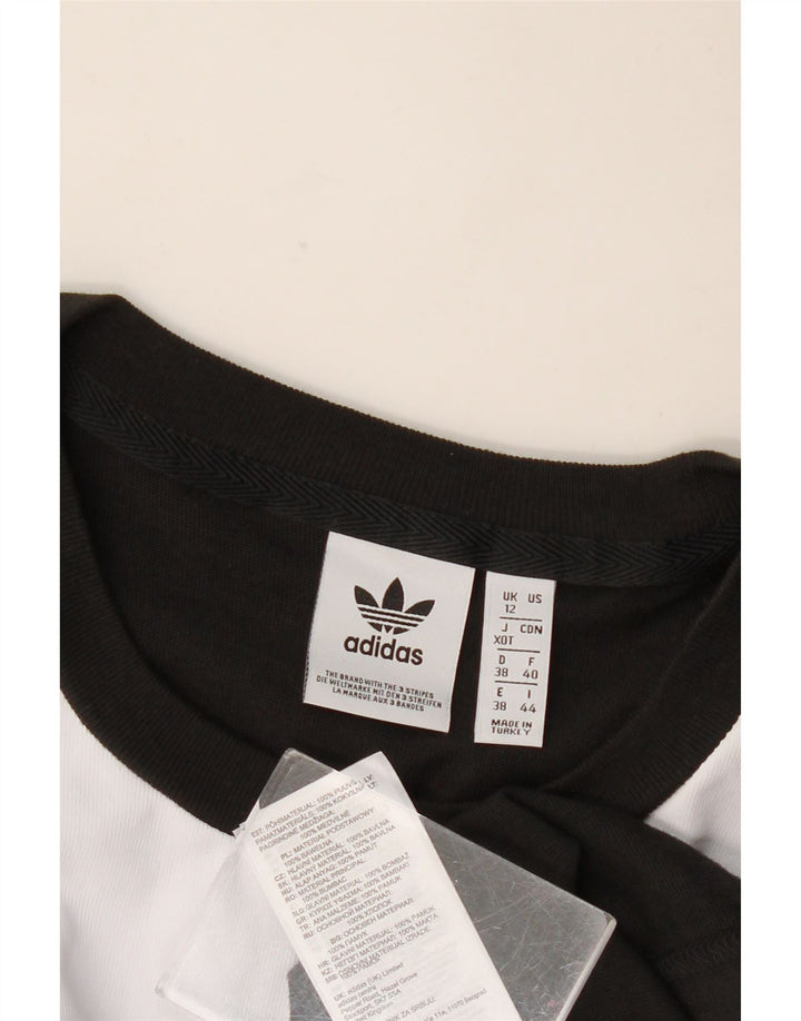 Женская укороченная футболка с рисунком Adidas Oversized Top UK 12, средний черный хлопок