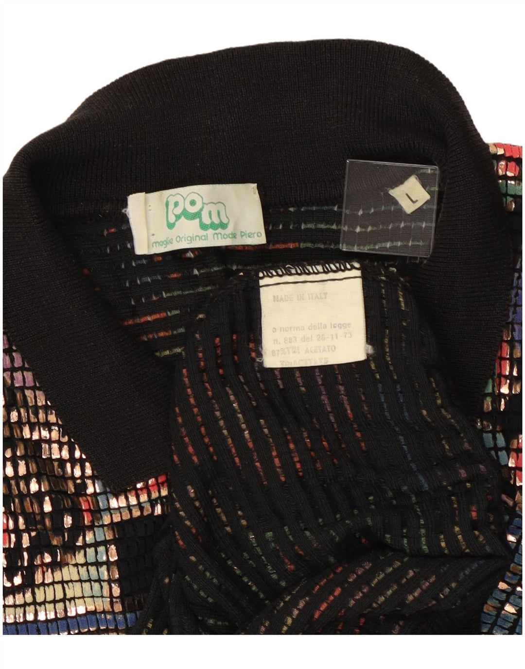 Винтажный женский джемпер с воротником поло, Великобритания, 16, большой разноцветный ацетат