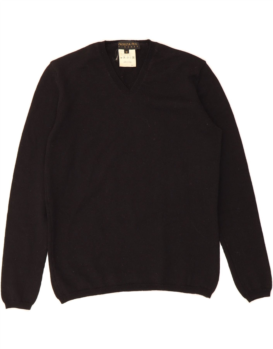 PATRIZIA PEPE Womens V-Neck Jumper Sweater UK 12 Medium Black Wool Vintage Patrizia Pepe and Second-Hand Patrizia Pepe from Messina Hembry 