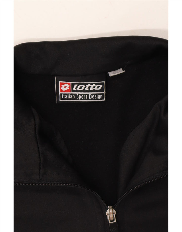LOTTO Mens Graphic Zip Neck Pullover Tracksuit Top Medium Black Polyester Vintage Lotto and Second-Hand Lotto from Messina Hembry 