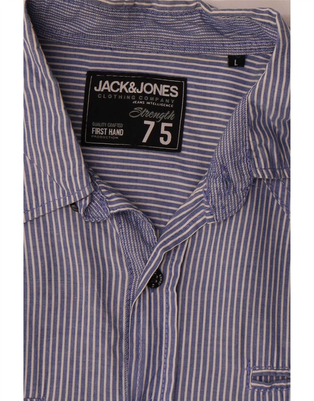 Мужская рубашка с коротким рукавом Jack & Jones в большую синюю полоску
