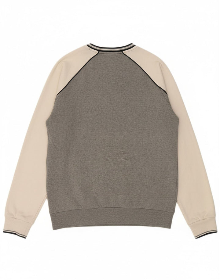 FILA Mens Sweatshirt Jumper Large Grey Colourblock Cotton