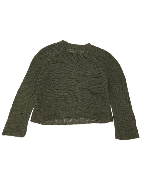 Женский укороченный джемпер с круглым вырезом Massimo Dutti, Великобритания, 10, маленький, цвет хаки, хлопок
