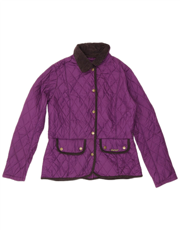 Женская стеганая куртка Barbour UK 12, средний фиолетовый, полиэстер с цветными блоками