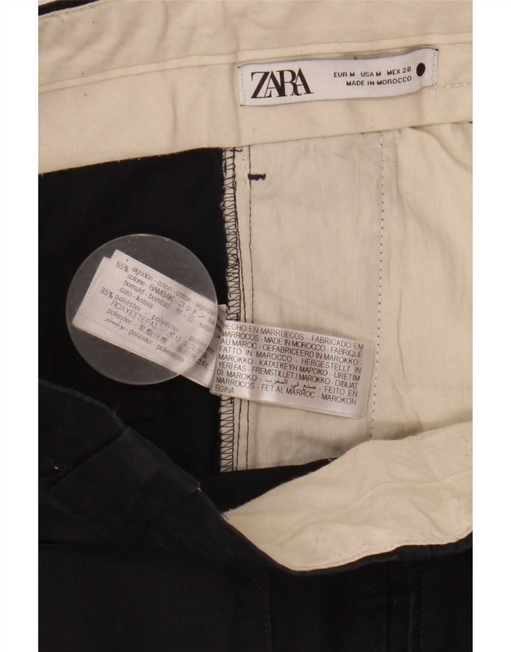 Женские укороченные брюки Zara Medium W28 L24, черные, хлопковые