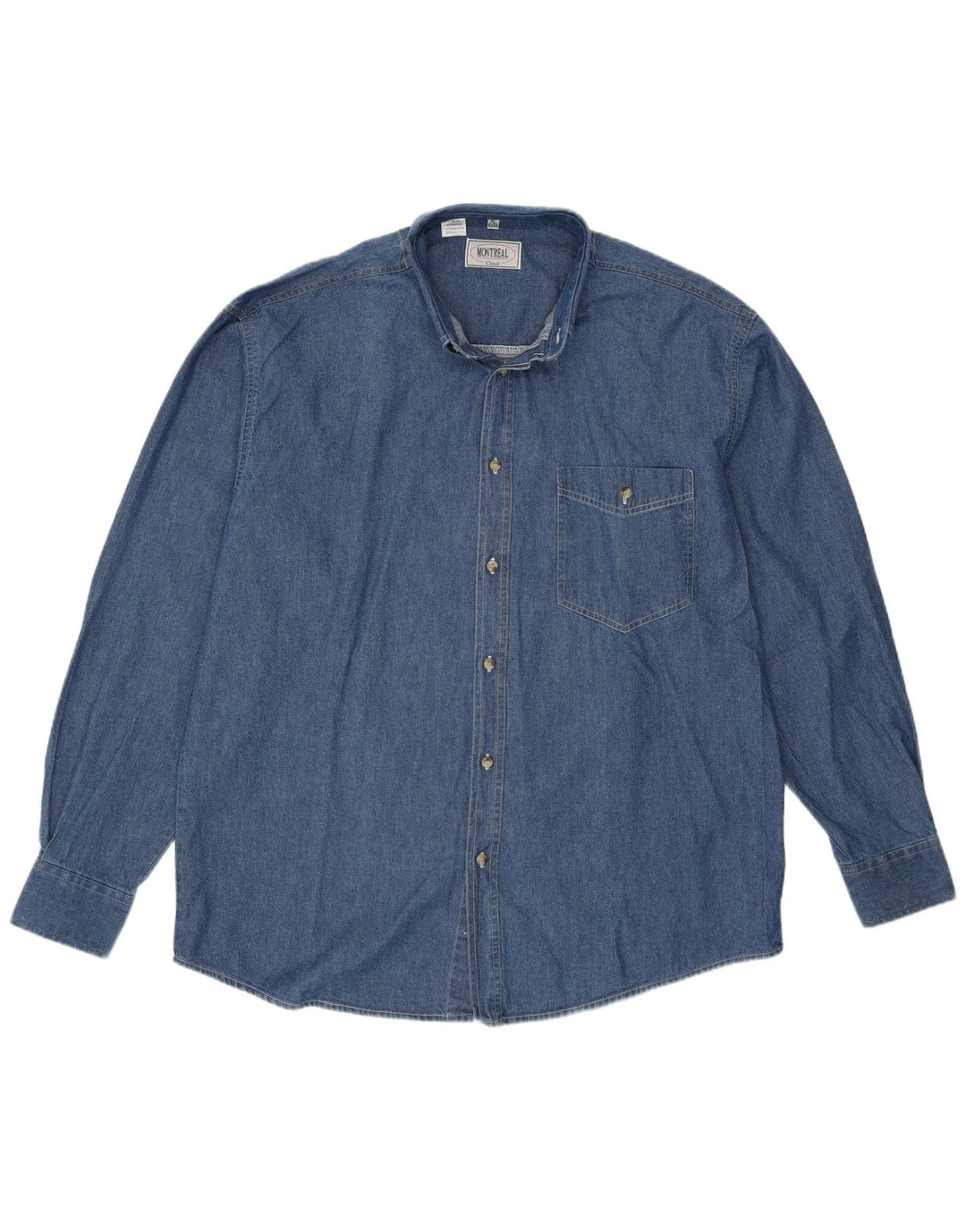 Мужская джинсовая рубашка VINTAGE, размер 43/44 XL, синяя, хлопок