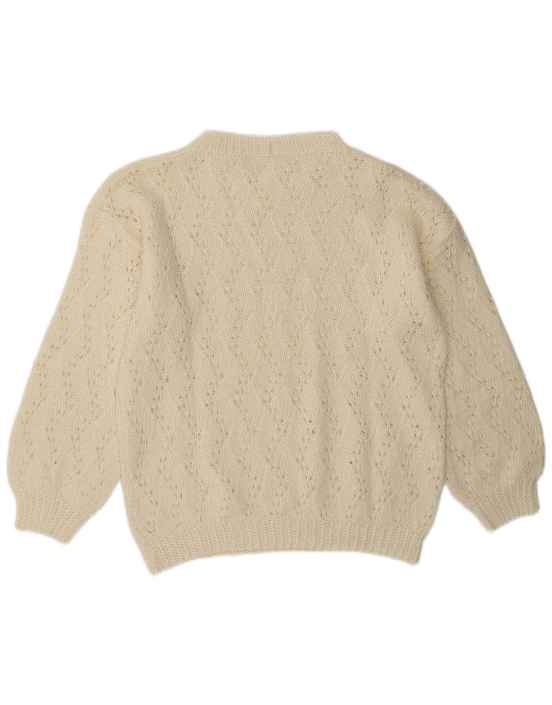 VINTAGE Womens Crew Neck Jumper Sweater UK 14 Medium Off White