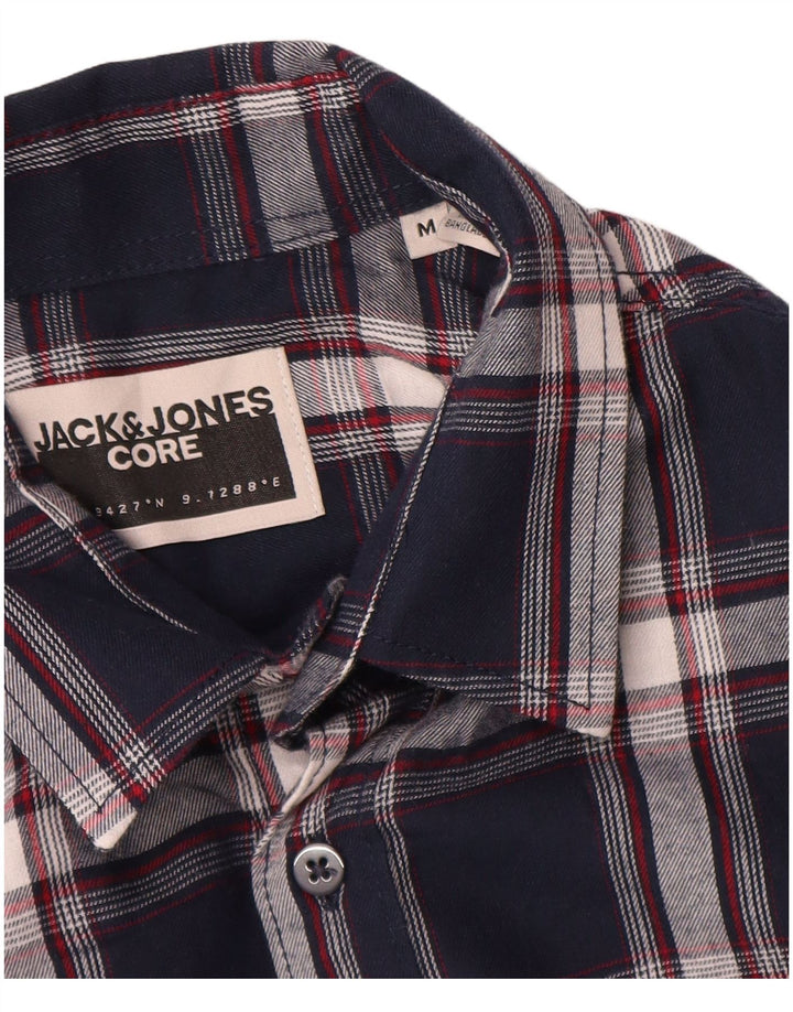 Мужская фланелевая рубашка Jack & Jones среднего размера, темно-синяя клетка, хлопок
