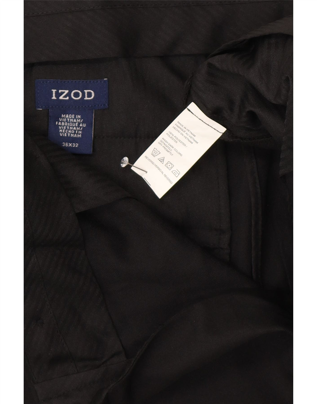 Брюки мужские прямые костюмные Izod W36 L26 черные из полиэстера